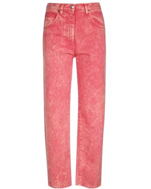MSGM Logo Patch Straight-Leg Jeans - Pink
