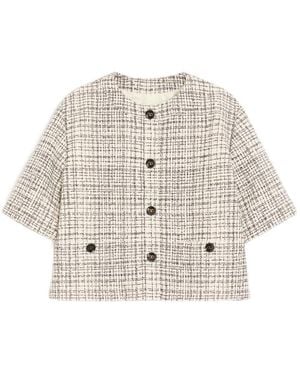 Valentino Square Tweed Jacket - Natural