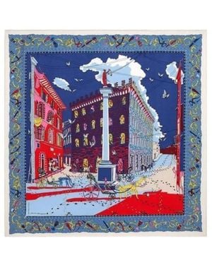 Ferragamo Architectural Printed Silk Scarf - Blue