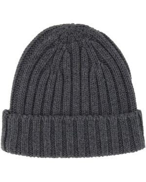 Aspesi Turn-Up Hem Rib-Knit Beanie - Grey