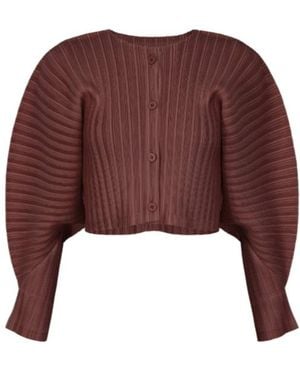 Pleats Please Issey Miyake Pleats Please Issey Miyake Rib Pleats January Cardigan - Red