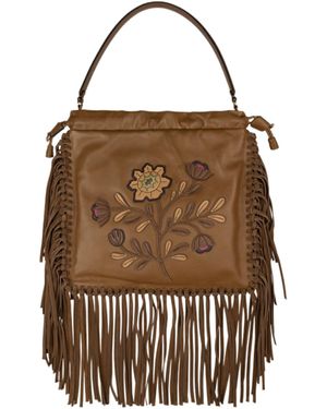 Etro Floral Embroidered Tote Bag - Brown