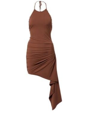 Christopher Esber Embellished Halterneck Jersey Minidress - Brown