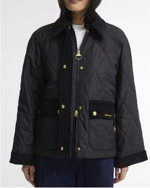 Barbour Diamond-Quilted Jacket With Corduroy Collar - Black