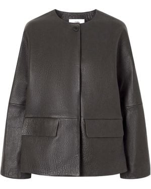 JOSEPH Barbs Paneled Textured-Leather Jacket - Black