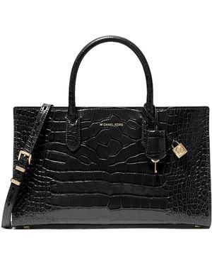 MICHAEL Michael Kors Michael Kors Scarlett Medium Embossed Satchel Bag - Black