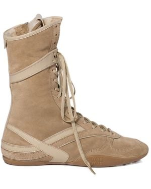 Miu Miu Gymnasium Boxer Boots - Natural