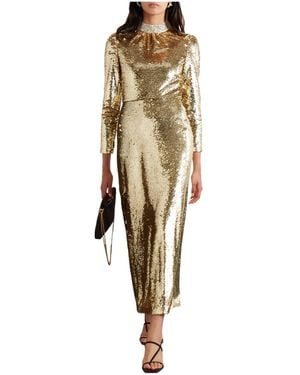 Saloni Light Sequin Dress - Natural