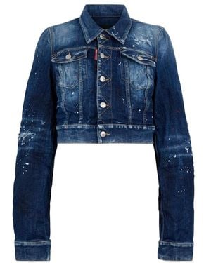 DSquared² Medium Spots Wash Dean Distressed Jean Jacket - Blue