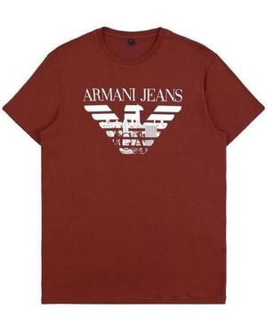 Armani Jeans Logo Printed T-Shirt - Red