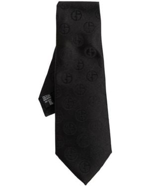 Giorgio Armani Monogram Pattern Tie - Black