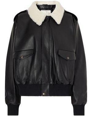 Giuliva Heritage Shearling-Trimmed Leather Jacket - Black