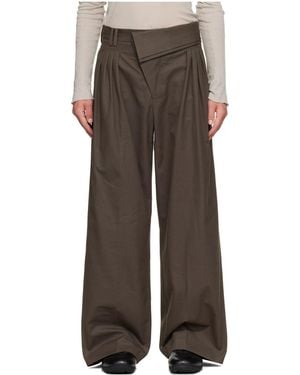 Kiko Kostadinov Fold-Over Waist Casual Trousers - Brown
