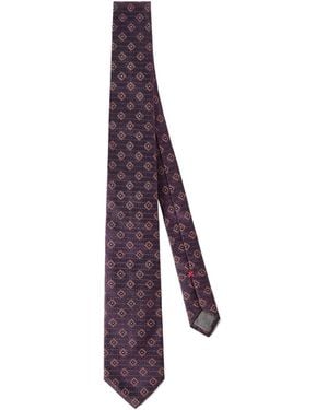 Brunello Cucinelli Silk Tie With Geometric Pattern - Purple