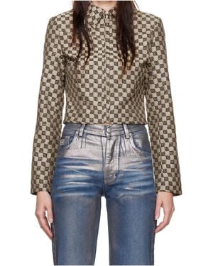 MISBHV Jacquard Canvas Monogram Cropped Jacket - Blue