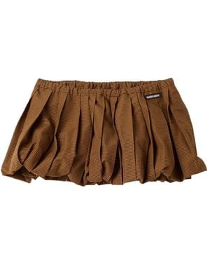 Miu Miu Pleated Gingham Check Miniskirt - Brown