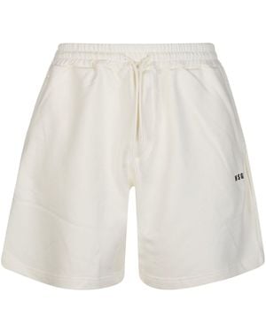 MSGM Logo Printed Drawstring Shorts - White
