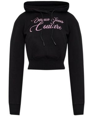 Versace Jeans Couture Couture Cropped Drawstring Hoodie - Black