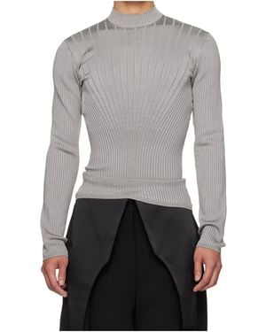 Mugler Ribbed Long-Sleeve Jumper - Grey
