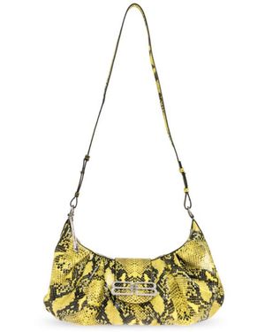Balenciaga Pamela Python Embossed Medium Shoulder Bag - Metallic