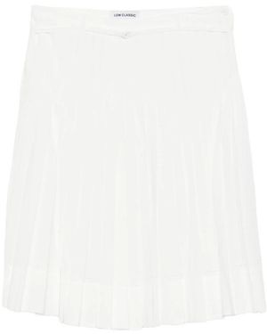 Low Classic Pleated Midi Skirt - White