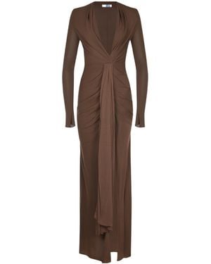 GIUSEPPE DI MORABITO Draped Slit Maxi Dress - Brown