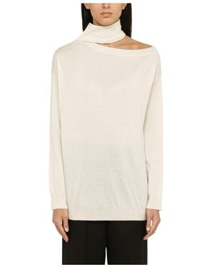 Valentino Asymmetrical Turtleneck Sweater - White