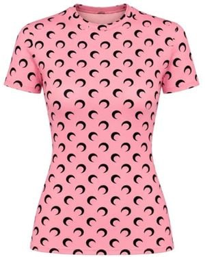 Marine Serre Moon-Print Knit Top - Pink