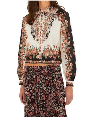 FARM Rio Floral Print Button-Up Top - Brown