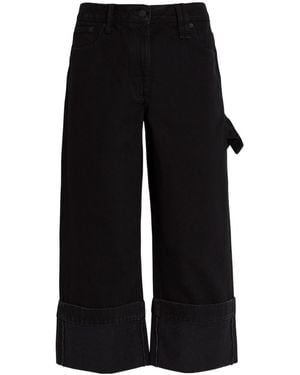 Simone Rocha Turn-Up Straight-Leg Cropped Jeans - Black