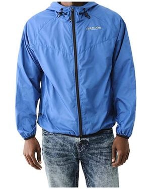 True Religion Packable Lightweight Hooded Windbreaker - Blue