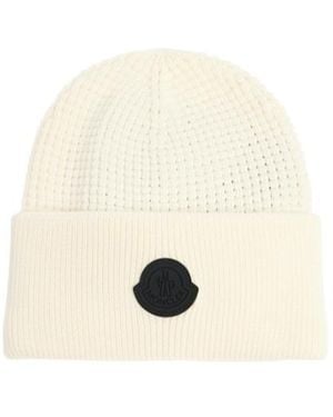 Moncler Logo Cotton Beanie - White
