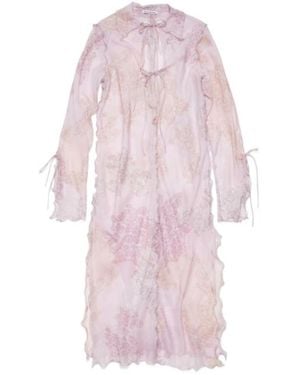 Acne Studios Chiffon Seasonal-Print Dress - Pink