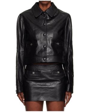 Amiri Buttoned Leather Jacket - Black