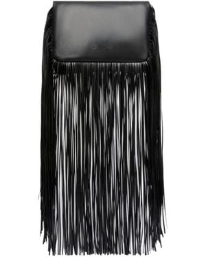 Max Mara Sportmax Soffy Fringes Logo Debossed Pouch - Black