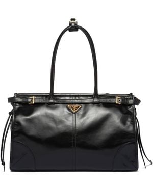 Prada Large Leather Handbag - Black