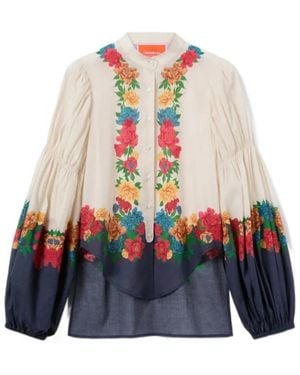 La DoubleJ Floral Placée Blouse - White