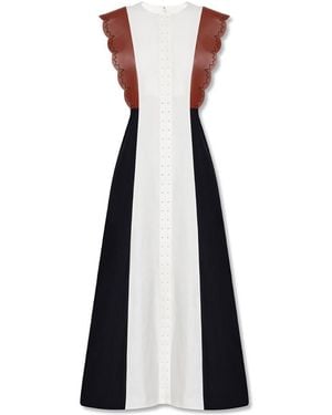 Chloé Soft Panama Aloe Linen Midi Drs M - Black
