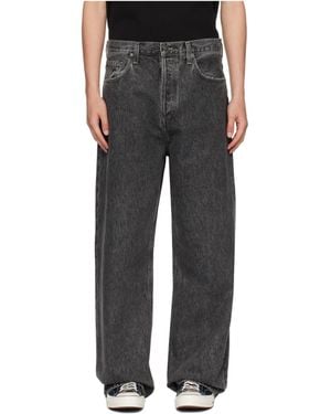Agolde Denim Trousers With Belt Loops - Grey