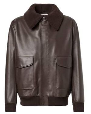Gabriela Hearst Shearling-Trimmed Leather Bomber Jacket - Brown