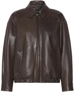 Weekend by Maxmara Nappa Leather Bomber Jacket - Brown