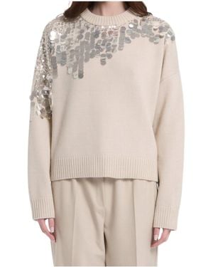 Marella Sequin-Detail Sweater - Natural