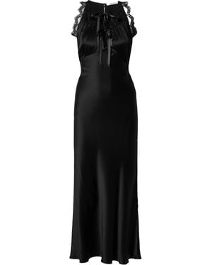 Rodarte Lace-Trimmed Silk-Satin Gown - Black