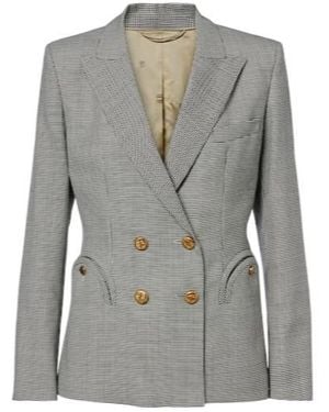 Blazé Milano Minimalist Plaid Blazer - Grey