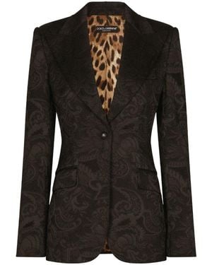 Dolce & Gabbana Turlington Ornamental Jacquard Single-Breasted Blazer - Black