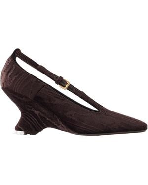Dries Van Noten Velvet Moiré Wedge Pumps - Brown