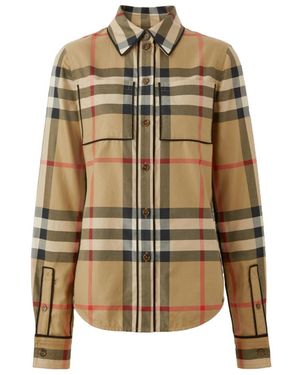 Burberry Exaggerated Checked Long-Sleeved Shirt - Metallic