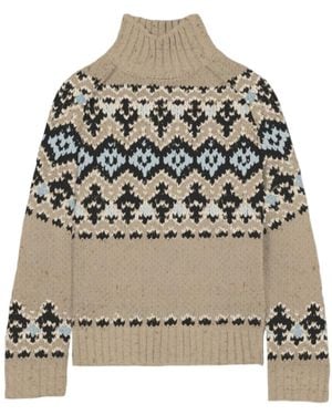 MC2 Saint Barth High-Neck Fair Isle Jumper - Natural