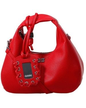 Ganni Mini Hobo Eyelet Tote Bag - Red
