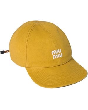 Miu Miu Logo Embroidered Baseball Cap - Yellow